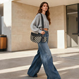 Checkered Crossbody Bag Bum Bags for Women Checkered Purse Plaid Womens Cross Body Purses Checkerboard Fanny Pack (A01 Black)