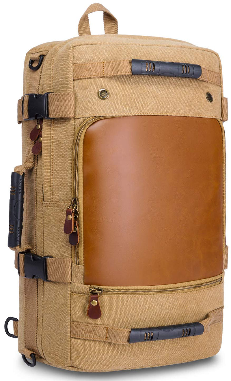 KAKA Travel Canvas Backpack,Carry On Bag Durable Backpack Duffle Bag Weekender Shoulder Bag Rucksack fit 15.6 Inch Laptop for Men and Women