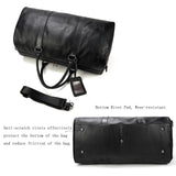 LUUFAN Leather Travel Bag Large Capacity Luggage Duffel Bag with Shoe Compartment, Men Women Weekend Shoulder Handbag for Holiday Business Trip (55cm-Black)