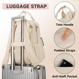 MATEIN Backpack for Teen Girls, 15.6 Inch Cute Corduroy Laptop Backpack Aesthetic College School Bookbag with Luggage Strap, TSA Lightweight Soft Kawaii Travel Backpacks for Women Nurse, Beige