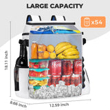 Heytrip Cooler Backpack 54 Cans Insulated Cooler Bag, Keep Freeze for 20 Hours, Waterproof & Leak-Proof Cooler with Multi-Compartments(White)