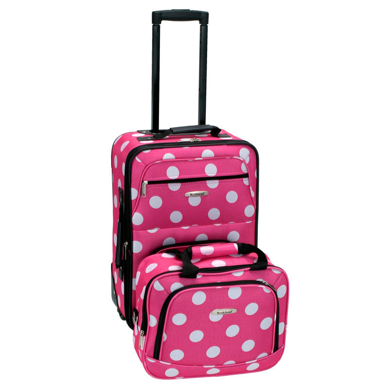 Rockland Fashion Softside Upright Luggage Set, Expandable, Pink Dots, 2-Piece (14/19)