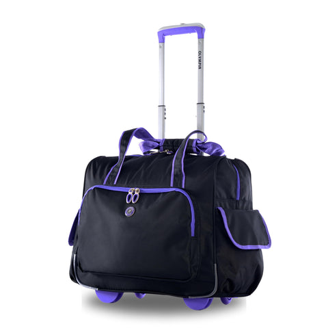 Olympia U.S.A. Deluxe Lightweight Rolling Overnighter Case Overnight Laptop Bag Weekender Travel Carry-On Suitcase Luggage with Wheels and Adjustable Push-Down Handle