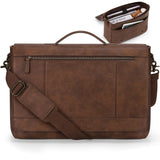 RAINSMORE Leather Messenger Bag for Men 15.6 Inch Laptop Bag Vintage Briefcase Large Computer Bag Satchel Shoulder Bag For College, Work, Business, Office, Brown