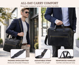 Black Leather Messenger Bag for Men, Genuine Leather Briefcase Fits 15 Inch Work Satchel for Office, Business, and Travel Use