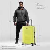 InUSA DEEP Luggage with GEL Handle | Spacious Traveling Suitcases, Travel Suitcase with Dual Spinner Wheels and Studs | 28 Inch Large Hardside Luggage | Green