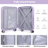 UKEIN Luggage Sets 3 Piece, Carry On Luggage 20In With Spinner Wheels,PC Hardside Suitcase Set with TSA Lock,Durable Carry On Suitcase With Travel Backpack for Men (Violet, 3 piece set (BP/20inch))
