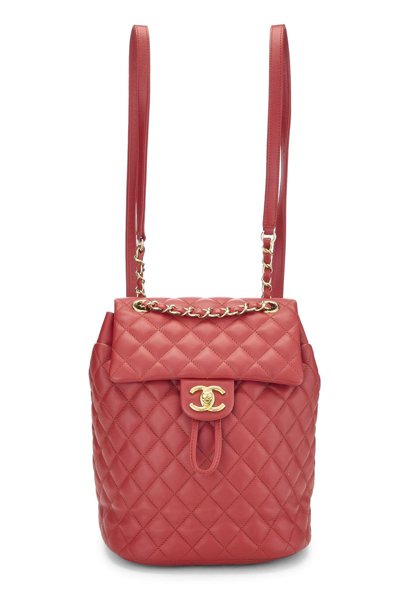 Chanel, Pre-Loved Quilted Lambskin Urban Spirit Backpack Small, Red