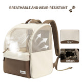 wakytu Cat Carrier Backpack,Steel Wire Frame More Stable,600D Wear-Resistant Oxford Fabric, Dog Carrier Cat Backpacks Suitable for Travel,Beige