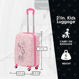 FUL Disney Minnie Mouse 21 Inch Kids Carry On Luggage, Hardshell Rolling Suitcase with Spinner Wheels, Pink - Floral
