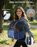 Cat Backpack Carrier, Ventilated Cat Backpack with Reflective Strips, Foldable Cat Carrying Backpack for Kitty Small Dog up to 15lbs (Blue)