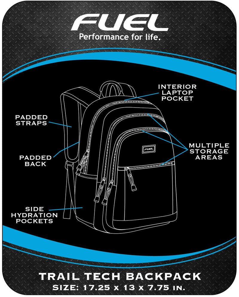 FUEL Laptop Durable Hiking Travel Commuter Carry On Casual Daypack Classic Bag Backpack, Black
