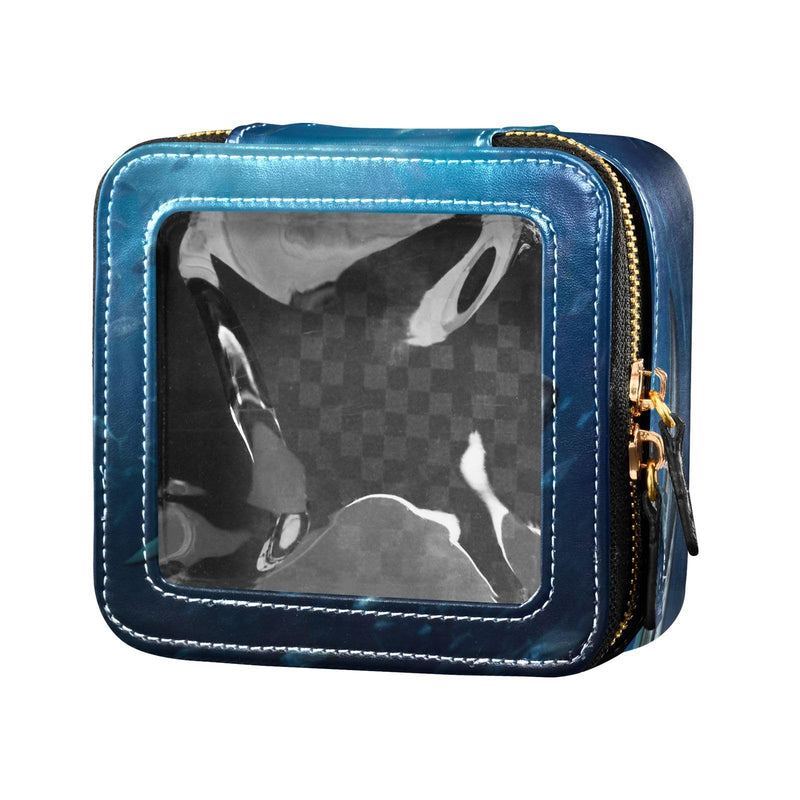 WELLDAY Clear Makeup Bag Atlantic Giant Shark Cosmetic Organizer Case, Waterproof Portable Travel Toiletry Cosmetic Bag Case with Clear Windows for Women
