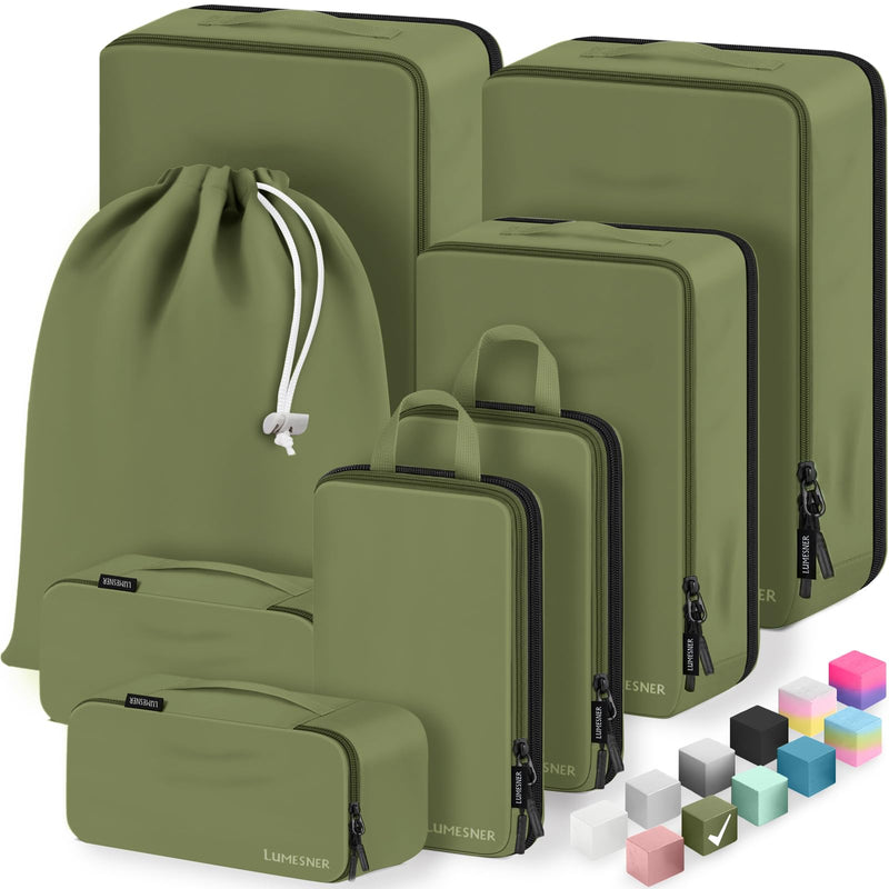 Velaybor 8 Set Compression Packing Cubes for Travel, Waterproof Luggage Organizers, Suitcase Organizer Set for Carry-On & Checked Baggage, Travel Accessories for Men & Women