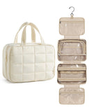 BAGSMART Travel Toiletry Bag for Womne, Hanging Travel Bag for Toiletries, Puffy Makeup Cosmetic Bag Organizer, Carry-on Travel Accessories Essentials, Beige