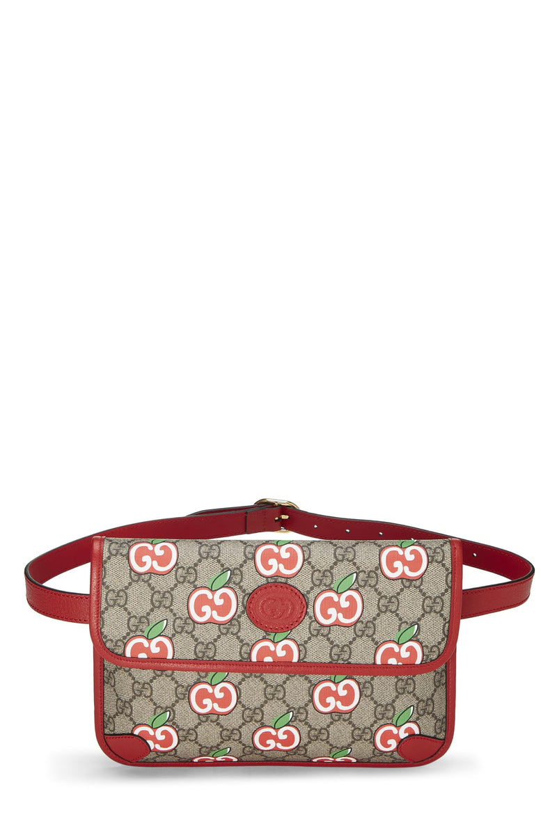 Gucci, Pre-loved Red Original GG Supreme Canvas Apple Belt Bag, Red