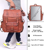 17-inch Brown Mens Leather Backpack Large Vintage Laptop Backpack Leather Bookbag Travel Rucksack For Work, Hiking, Business, & Daily Use Shoulder Bag