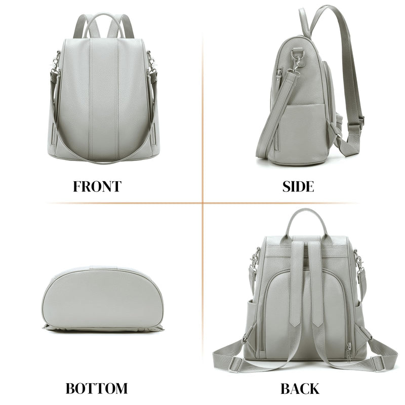 UEIRY Leather Backpack Purses, Anti-theft Genuine Leather Backpack Bags for Women, Large Capcacity Fashion Convertible Shouler Bags for School Travel Daily