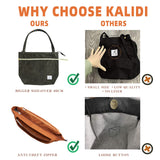 KALIDI Women Corduroy Tote Bag Large Shoulder Bag with Zipper Pockets Big Capacity Casual Handbags Shopping Bag for Girls, Black