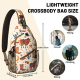 xspgrnm Brown Western Sling Bag Crossbody Chest Bag for Women Men, Water Resistant Lightweight Casual Crossbody Bag with Adjustable Strap, Travel Hiking Daypack Shoulder Backpack