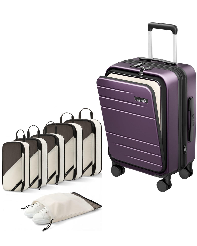 LUGGEX Carry On Luggage and 6 Set Travel Packing Cubes Bundle – Travel Essentials