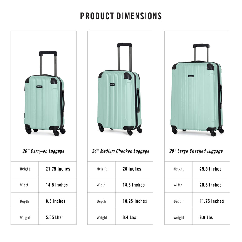 Kenneth Cole REACTION Out of Bounds Lightweight Hardshell 4-Wheel Spinner Luggage, Mint Blue, 2-Piece Set (20" & 28")