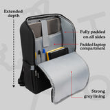 ATUTO Professional Black Laptop Backpack for Men 17 inch Compartment - Back Airflow & Fully Padded - Work & Travel Backpack for Men with Luggage Strap and Trolley Sleeve.