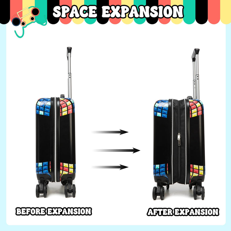 Inprof Kid’s Luggage Set 5 Piece Suitcase Set 16’’ Hardside Luggage with Spinner Wheels Girls Boys Carry on Luggage Travel Rolling Luggage Airline Approved