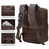 TIDING 17.3" Full Grain Leather Laptop Backpack for Men Multi Pockets Casual Daypack Business Travel Rucksack