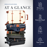 Bric's Bellagio 3.0 Spinner Trunk - Luxury Hardshell Carry On Luggage with Large Wheels,Telescopic Handle, Leather Detailing - Expandable Rolling Suitcase - 21", Cream