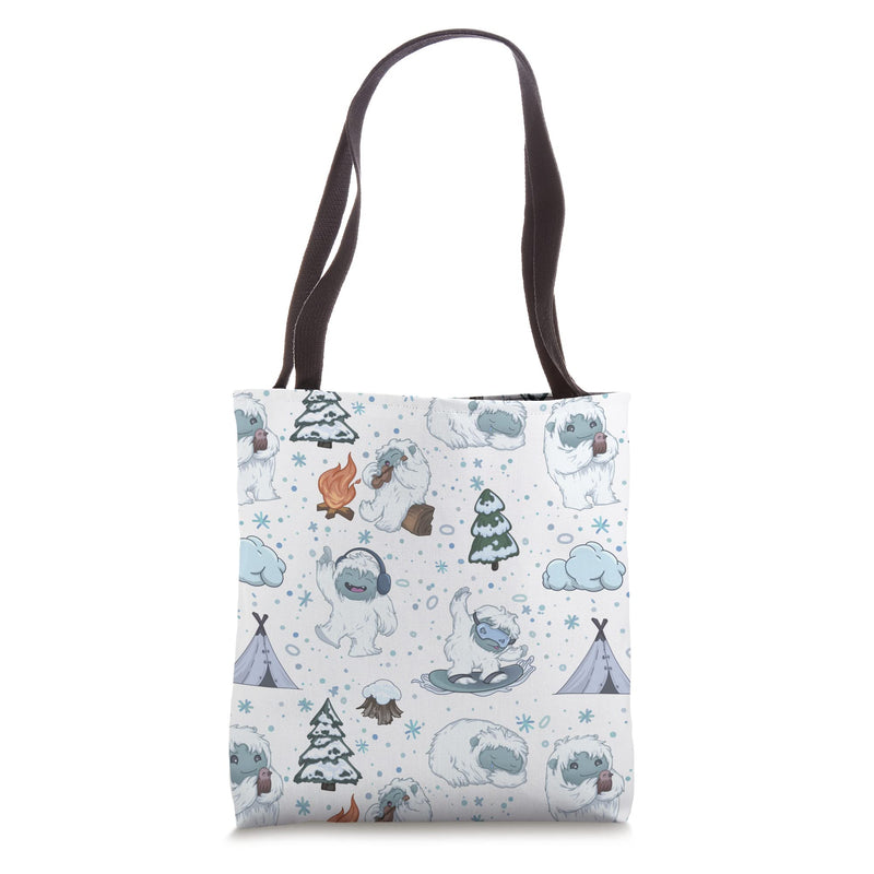 Cartoon Yeti Winter Christmas Funny Camper Snow Cute Pattern Tote Bag