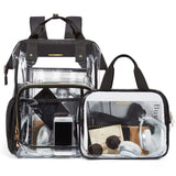LIGHT FLIGHT Clear Backpack Heavy Duty Transparent Backpack Set See Through Bookbags Durable Backpacks for College, Security, Black