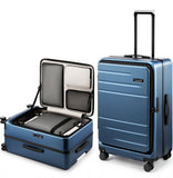 LUGGEX Top Opening Checked Luggage 26 Inch, FLA Aluminum Frame Trunk Style Luggage, Polycarbonate Hard Shell Suitcase (FX-Enhance, Blue, 80L)