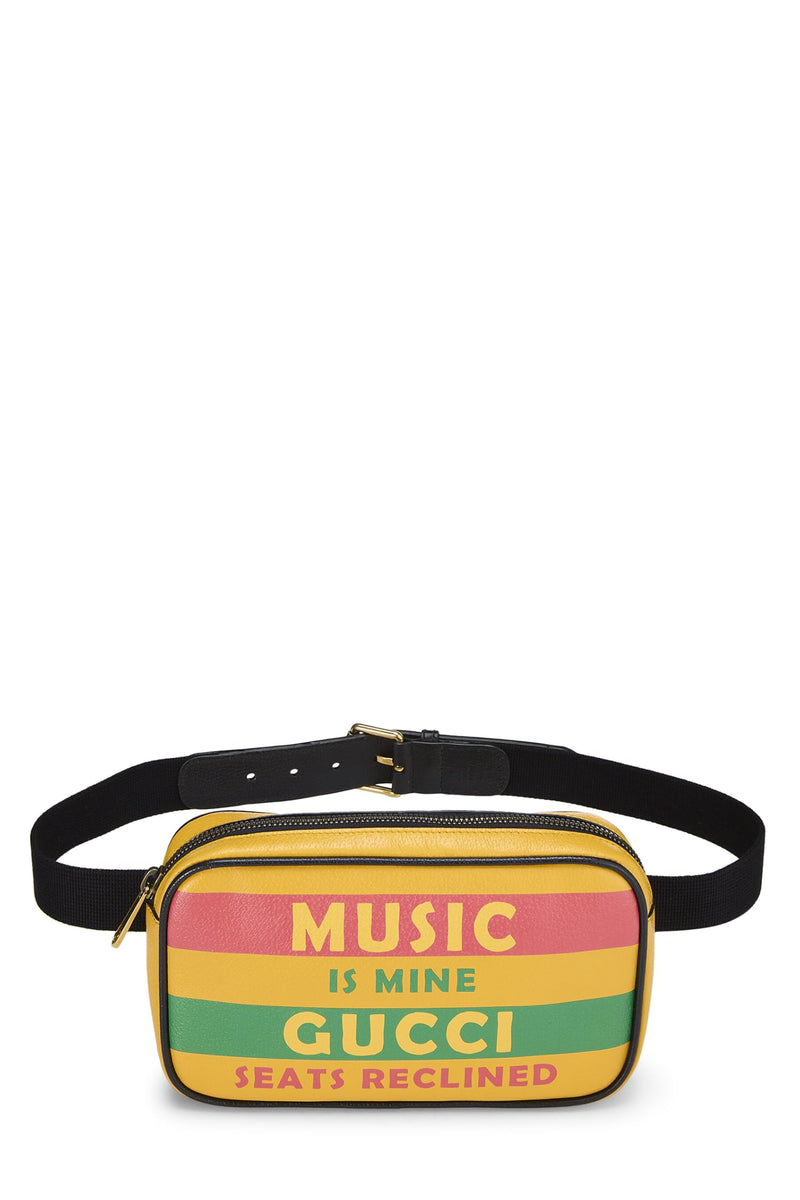 Gucci, Pre-loved Yellow Leather "Music Is Mine" Belt Bag, Yellow
