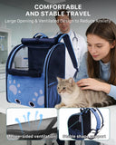 Cat Backpack Carrier, Ventilated Cat Backpack with Reflective Strips, Foldable Cat Carrying Backpack for Kitty Small Dog up to 15lbs (Blue)