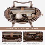 LOVEVOOK Laptop Tote Bag for Women With Large Cup Holder, Leather Work Tote Bag for Women,15.6 Inch Professional Computer Briefcase Business Teacher Commuter Shoulder Bag,Office Travel Gift