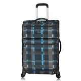 LUCAS Designer Luggage Collection - Expandable 24 Inch Softside Bag - Durable Mid-sized Ultra Lightweight Checked Suitcase with 8-Rolling Spinner Wheels (Old School Navy)