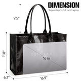 KALIDI PVC Tote Bag Women’s Kraft Paper Work Handbags Purses with Top Handle,Black
