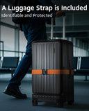 CENSIEN Checked Luggage, Large Suitcase 29 Inch Trunk Luggage with Spinner Wheels, Lightweight ABS+PC Hard Shell with Aluminum Frame, Top Opening, TSA Lock (Black, 1PC)