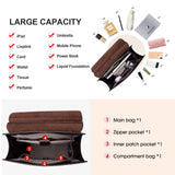 Cnoles Leather Backpack Purse For Women Fashion Ladies Vintage Bags Casual College Travel Backpacks Large bag Black