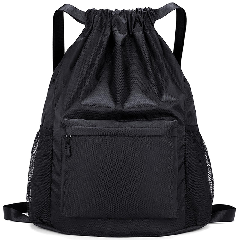 Dntorx Drawstring Backpack, Gym Bag with Water Bottle Pocket, Drawstring Sackpack, Waterproof String Backpack for Soccer, Basketball, Swim for Women Men