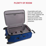 SwissGear Sion Softside Expandable Luggage – Medium Checked Suitcase with 360 Degree Wheels & Retractable Handle – 25 Inch, Perfect for 1-7 Night Trips – Blue