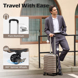 Coolife Luggage Sets, 3 Piece Hard Shell Suitcase Set with Spinner Wheels, Expandable Large Checked Luggage, Lightweight Rolling Carry On with TSA Lock Brown