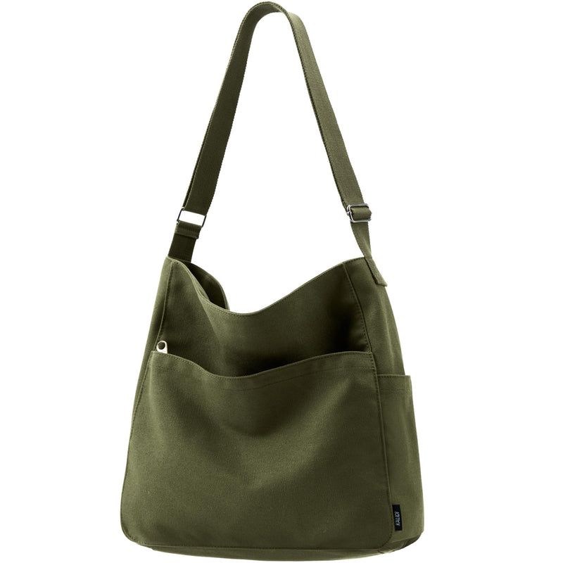 KALIDI Canvas Tote Bag Large Hobo Crossbody Shoulder Handbag Zipper Messenger Bag for Women or Men Casual College Work
