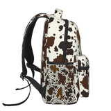 HKHEHOP Brown Cow Print Backpack For School Laptop Bags Bookbag Big Casual Daypack For Student Girls Boys Kids Teens Travel Sports Work