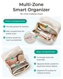 BAGSMART Travel Makeup Bag, Make Up Bag with Multiple Compartments for Organizer, Durable & Compact Cosmetic Organizer for Women for Travel Accessories (Beige)