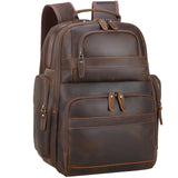 TIDING Full Grain Leather Backpack for Men 15.6 Inch Laptop Bag Large Capacity Business Travel Hiking Shoulder Daypacks
