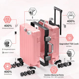 Krute Zipperless Luggage 24 Inch Aluminum Frame Suitcase with Spinner Wheels PC+ABS Hardide Checked Luggage TSA Approved