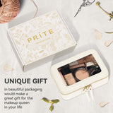 Prite Clear Makeup Bag Cosmetic Organizer Case Waterproof Travel Toiletry Bag Skincare Pouch with Golden Zipper(Beige)