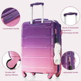 Luggage 5 Pcs, ABS Hardshell Suitcase Spinner Wheels with USB Port TSA Lock